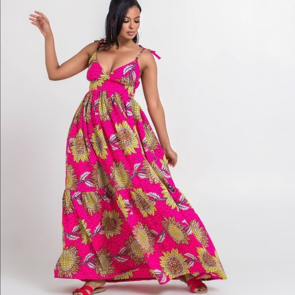 African print Crisanta Maxi Dress by Grass-Fields